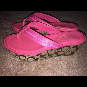 Gorgeous pink Coach Nani platform sandals size 8